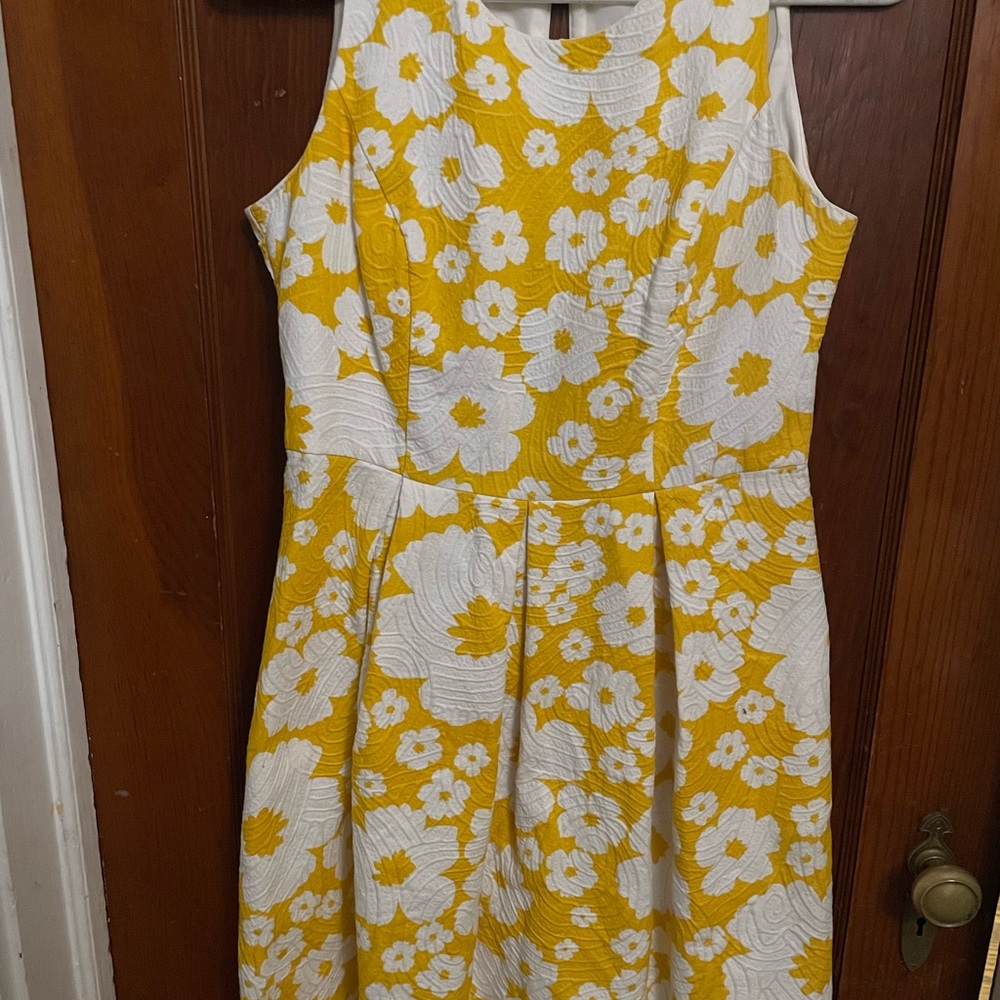 Carmen Marc Valvo Yellow and White Floral Dress